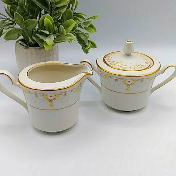 🎷HP! Noritake Ivory China, Creamer and Sugar Bowl "fragrance 7025". Japan - Picture 13 of 14